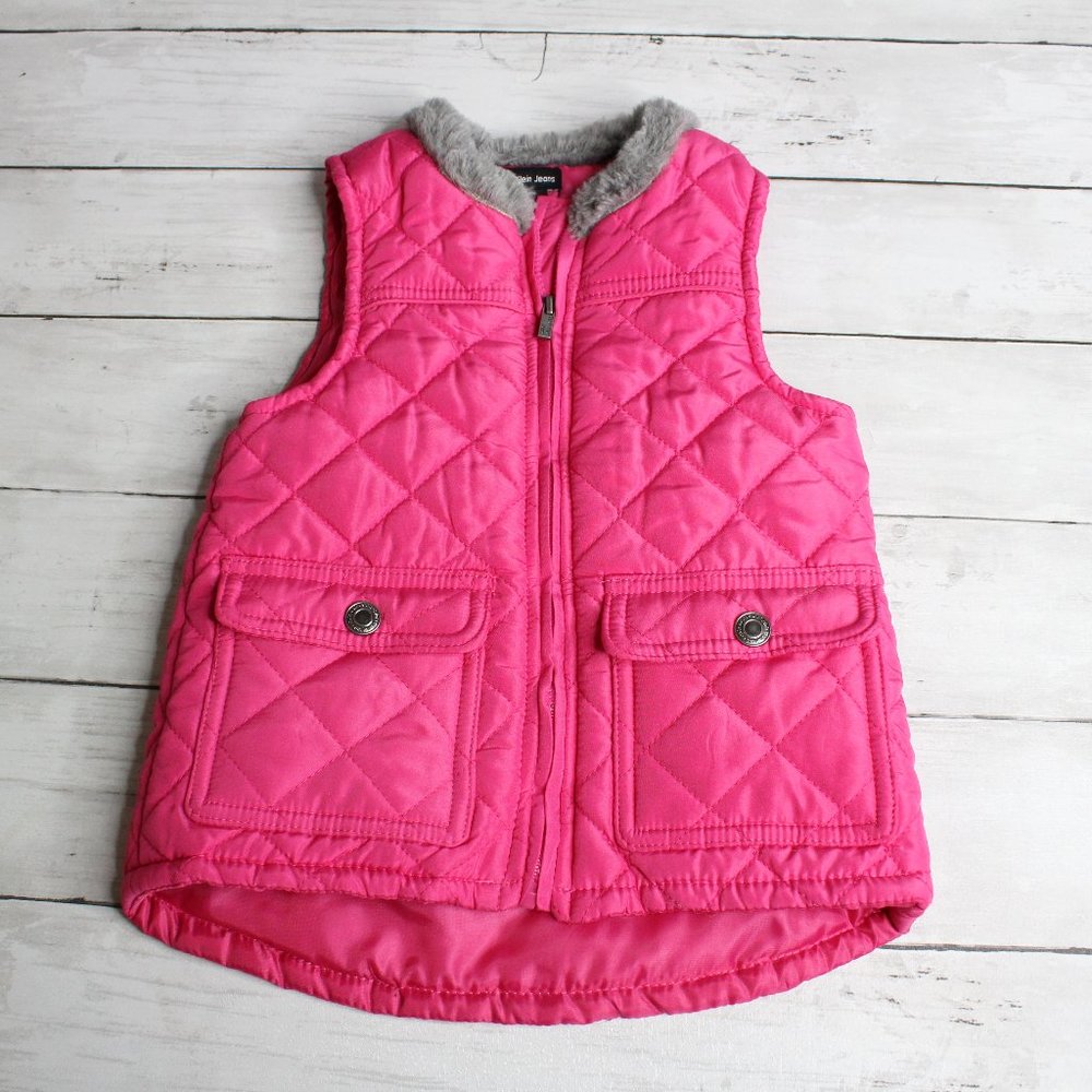 Calvin Klein Baby Girl's Pink Quilted Jacket Vest Size 24 Months Winter